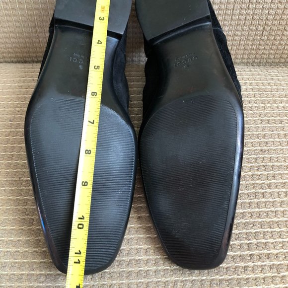 Gucci Men\'s Black Monogram Leather Suede Loafer Shoes